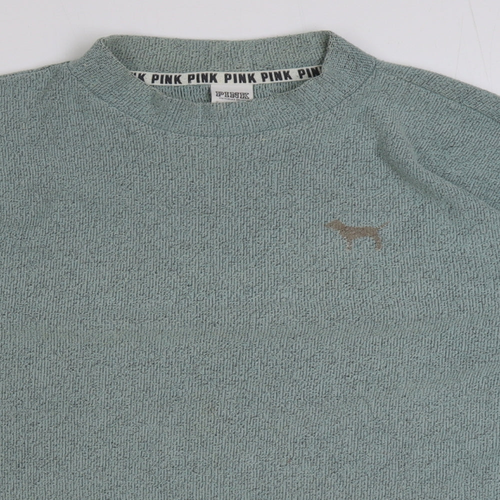 PINK Womens Black Cotton Pullover Sweatshirt Size L Pullover