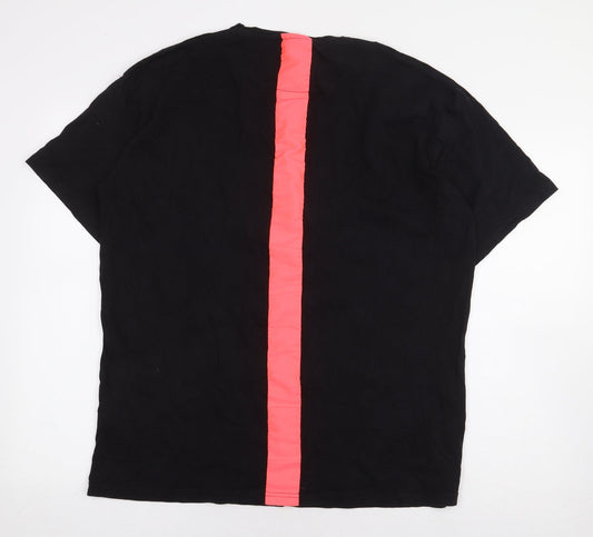 Boohoo Man Mens Black Cotton T-Shirt Size M Round Neck - Pink Stripe