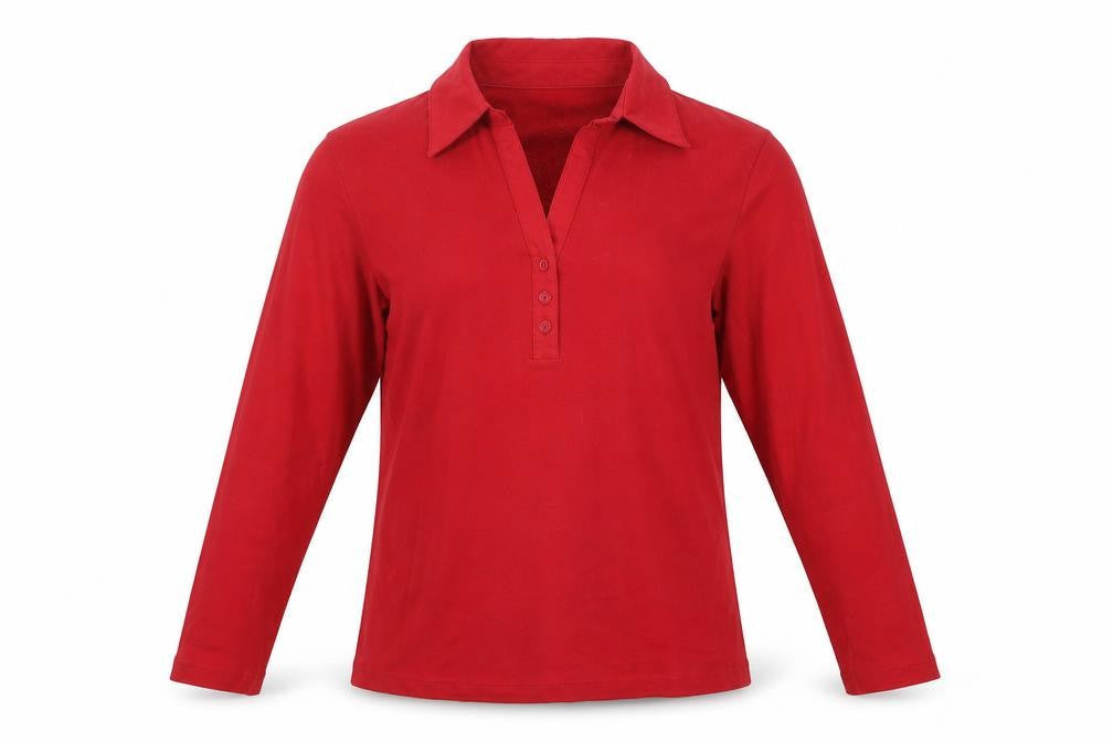 First Avenue Mens Red Polyester Button-Up Size S Collared Button