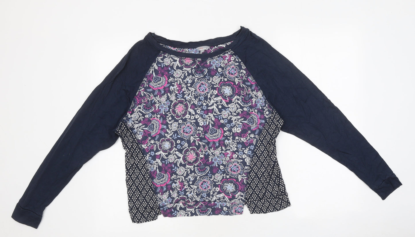 Monsoon Womens Blue Geometric Polyester Basic T-Shirt Size M Round Neck