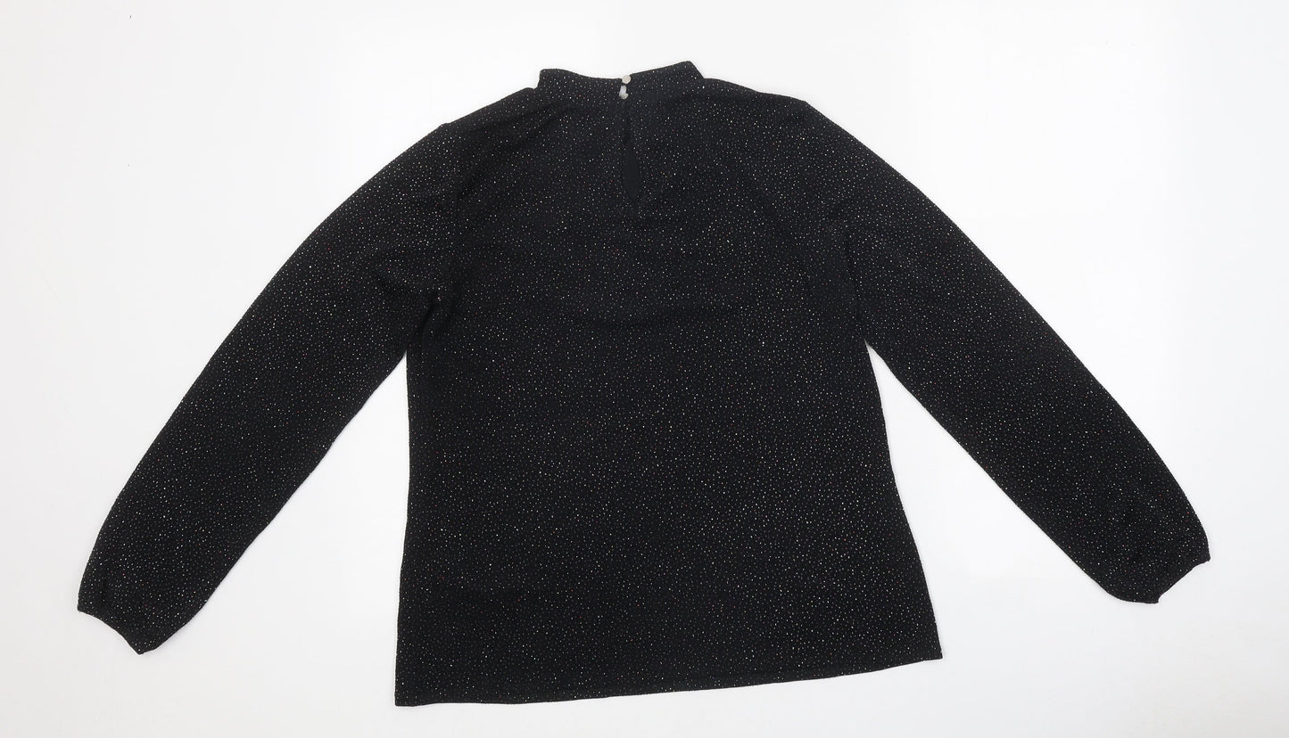 New Look Womens Black Polyester Basic T-Shirt Size 12 High Neck