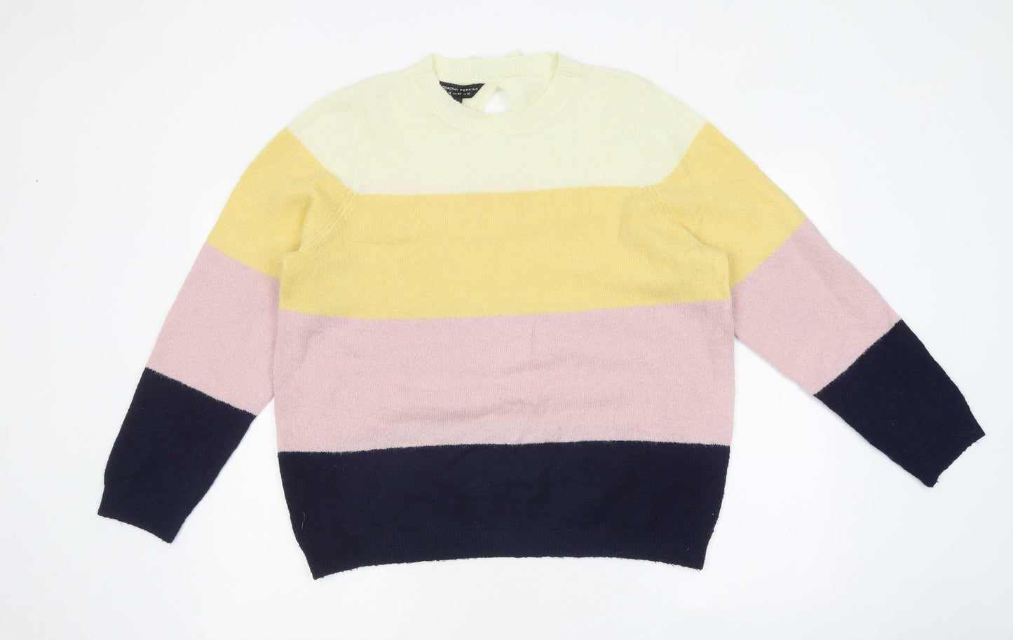 Dorothy Perkins Womens Multicoloured Round Neck Striped 100% Cotton Pullover Jumper Size 12