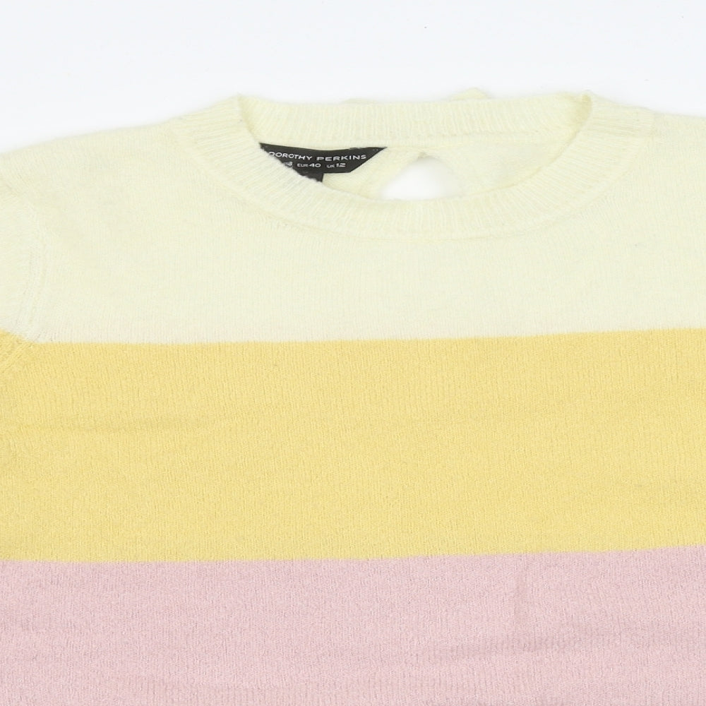 Dorothy Perkins Womens Multicoloured Round Neck Striped 100% Cotton Pullover Jumper Size 12