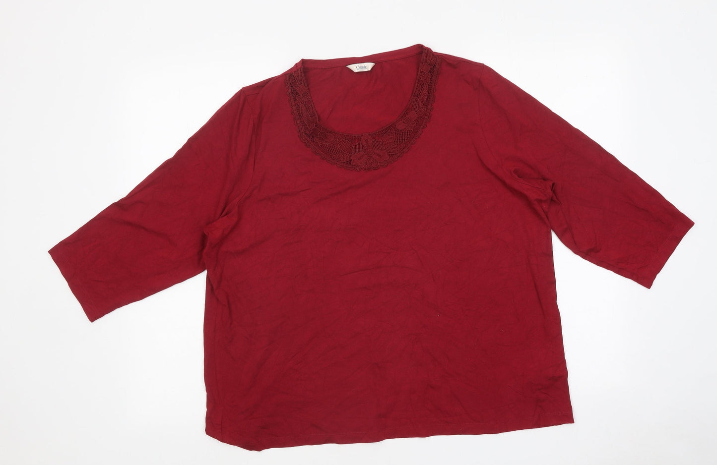 Marks and Spencer Womens Red Polyester Basic T-Shirt Size 12 Round Neck