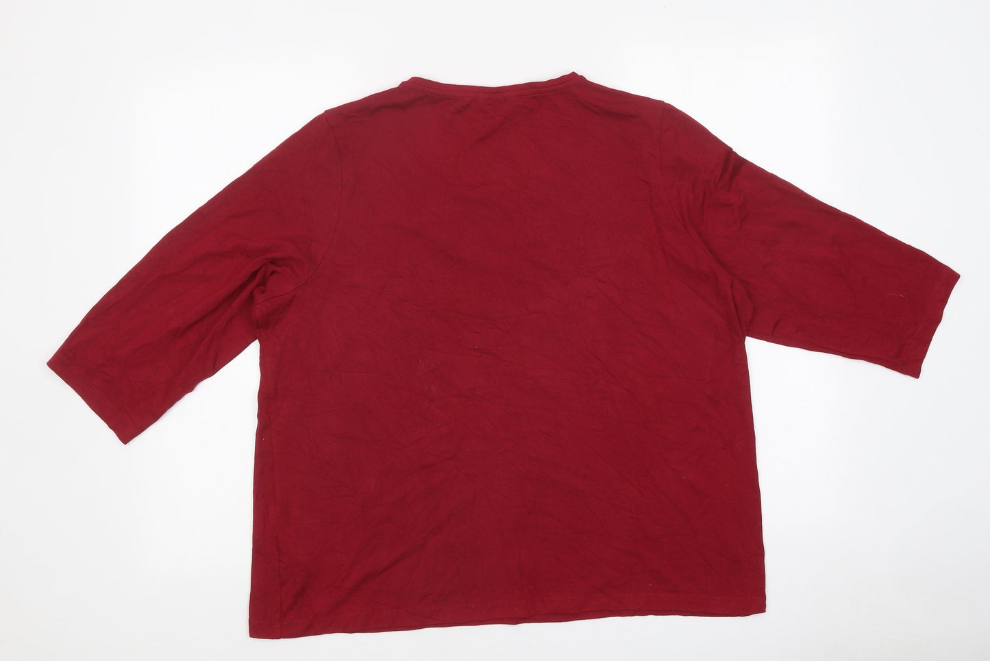 Marks and Spencer Womens Red Polyester Basic T-Shirt Size 12 Round Neck
