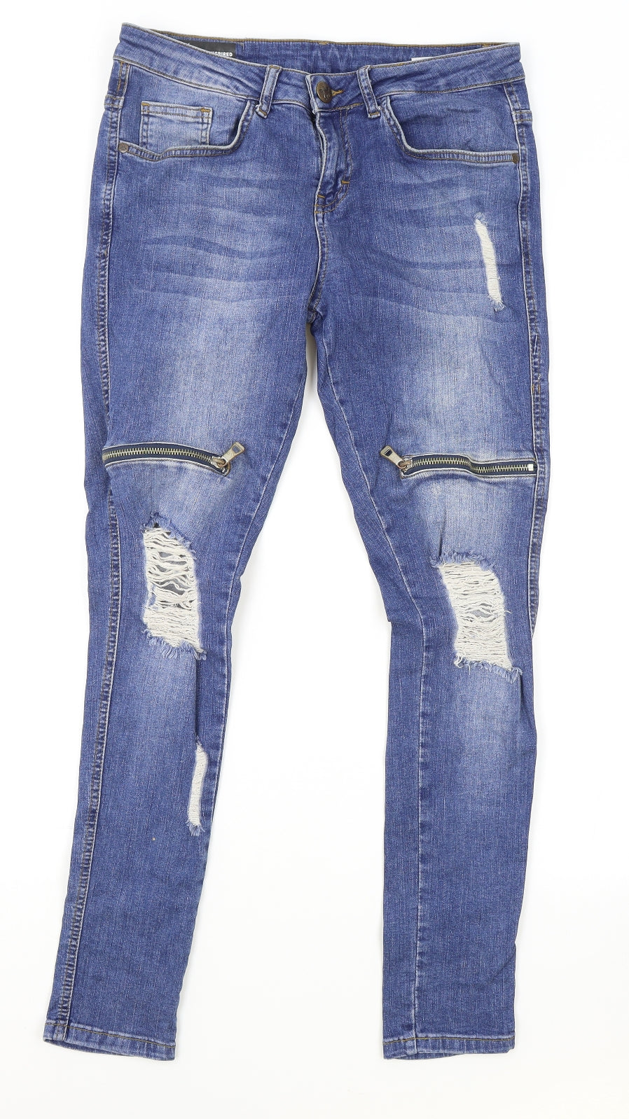 Bee Inspired Mens Blue Cotton Skinny Jeans Size 30 in L29 in Slim Zip