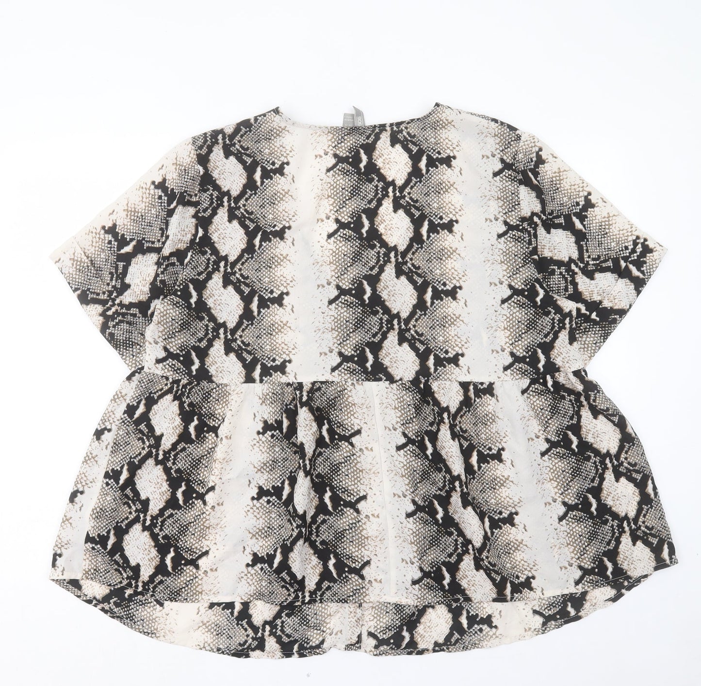 ASOS Womens Brown Animal Print Polyester Basic Blouse Size 16 V-Neck
