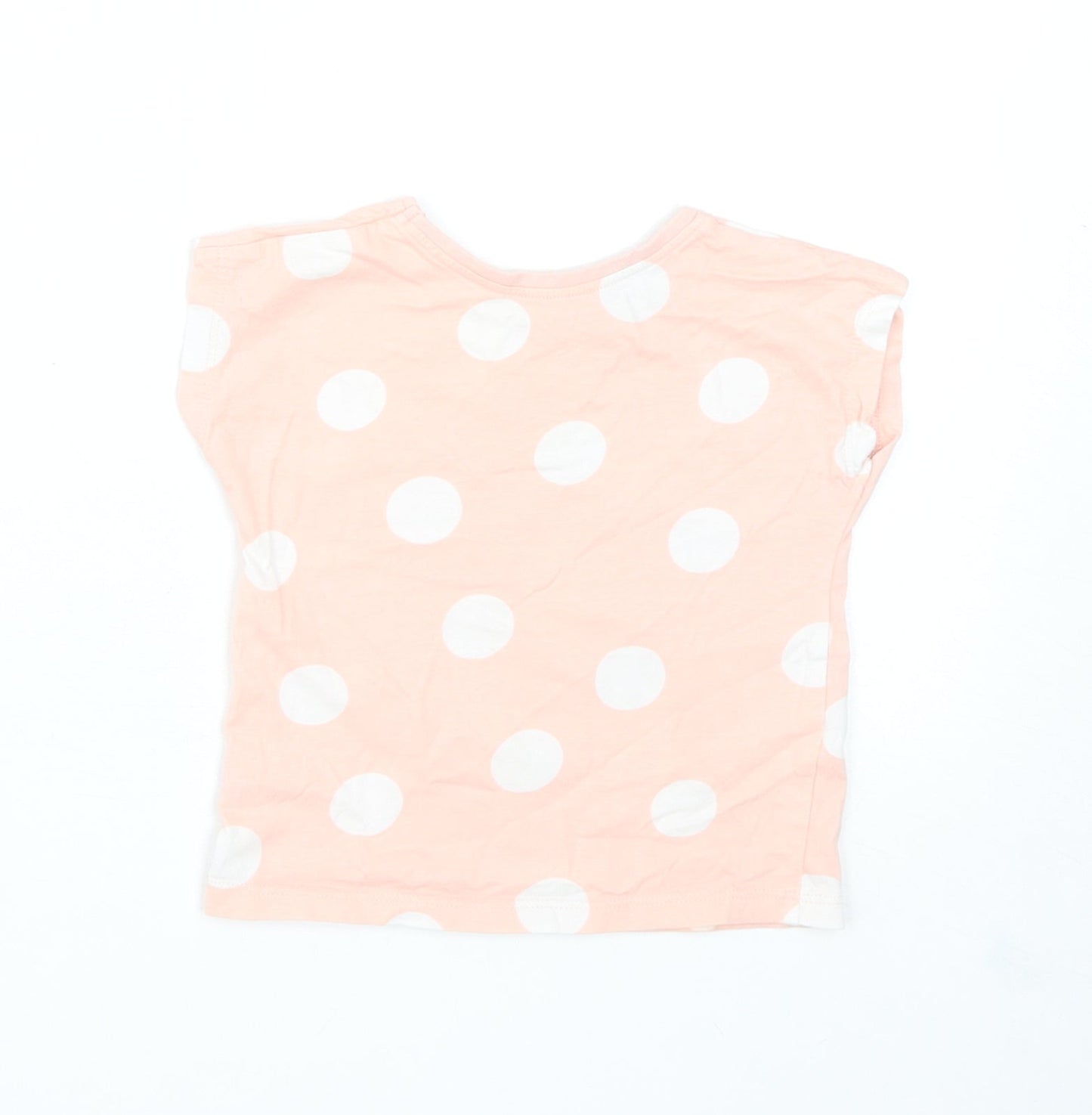 George Girls Pink Polka Dot Cotton Basic T-Shirt Size 12-18 Months Round Neck Pullover