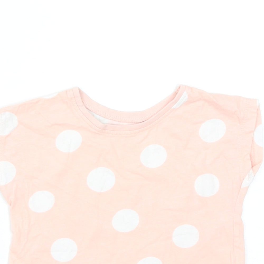 George Girls Pink Polka Dot Cotton Basic T-Shirt Size 12-18 Months Round Neck Pullover