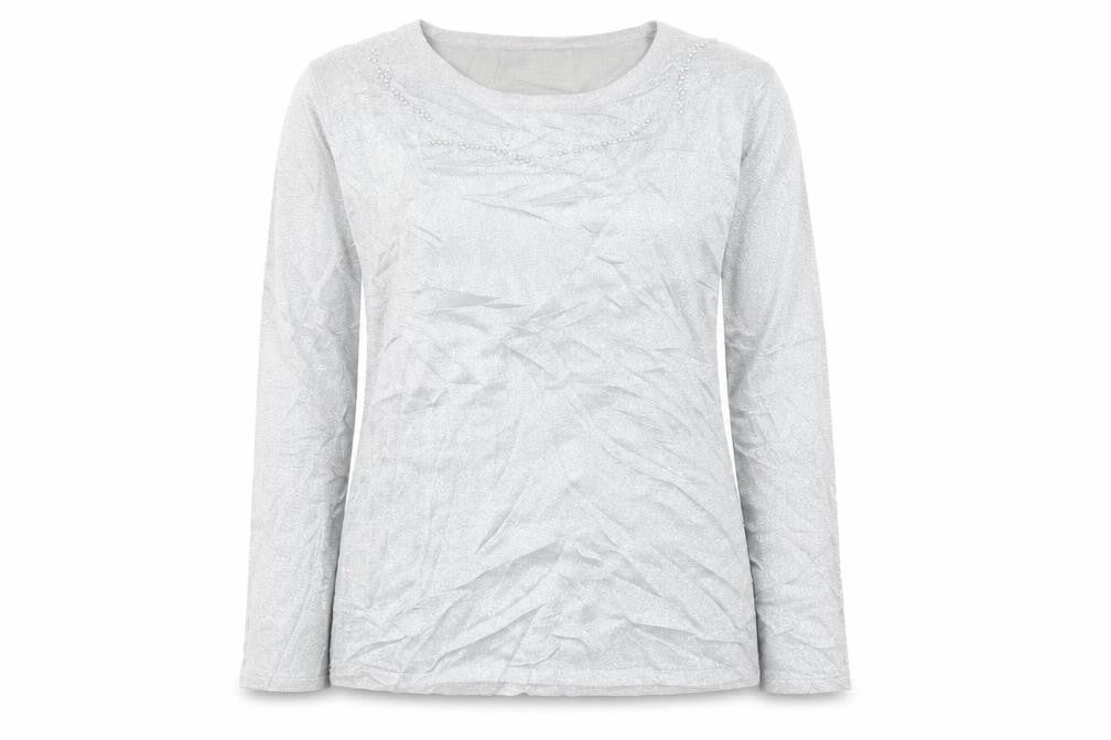 Bonmarché Womens Silver Round Neck Acrylic Pullover Jumper Size L