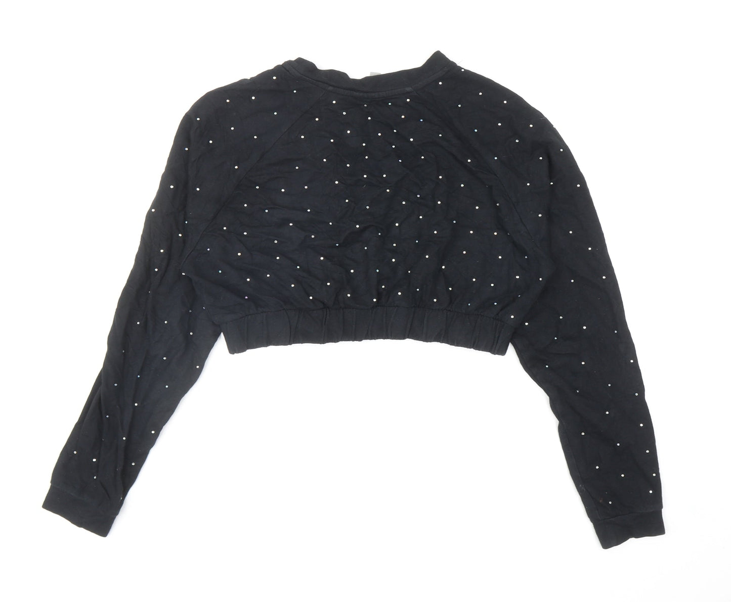 ASOS Womens Black Cotton Pullover Sweatshirt Size 12 Pullover - Cropped