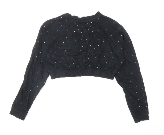 ASOS Womens Black Cotton Pullover Sweatshirt Size 12 Pullover - Cropped