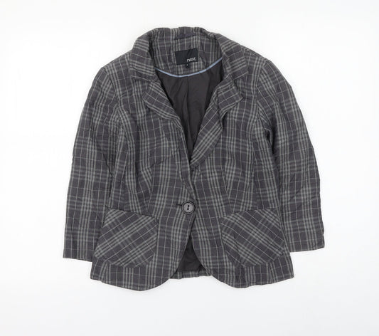 NEXT Womens Grey Check Jacket Blazer Size 8 Button