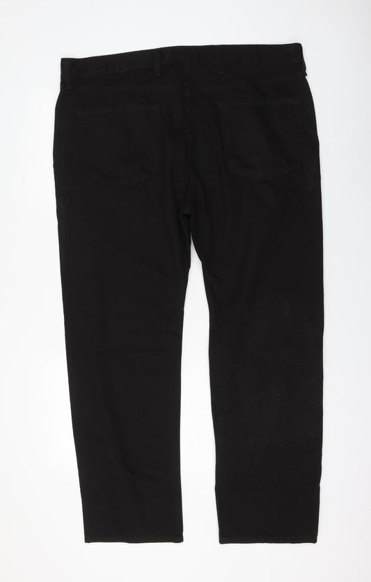 Marks and Spencer Womens Black Cotton Straight Jeans Size 40 in L29 in Regular Zip