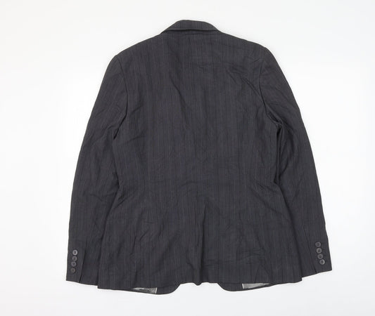 NEXT Womens Grey Striped Jacket Blazer Size 14 Button