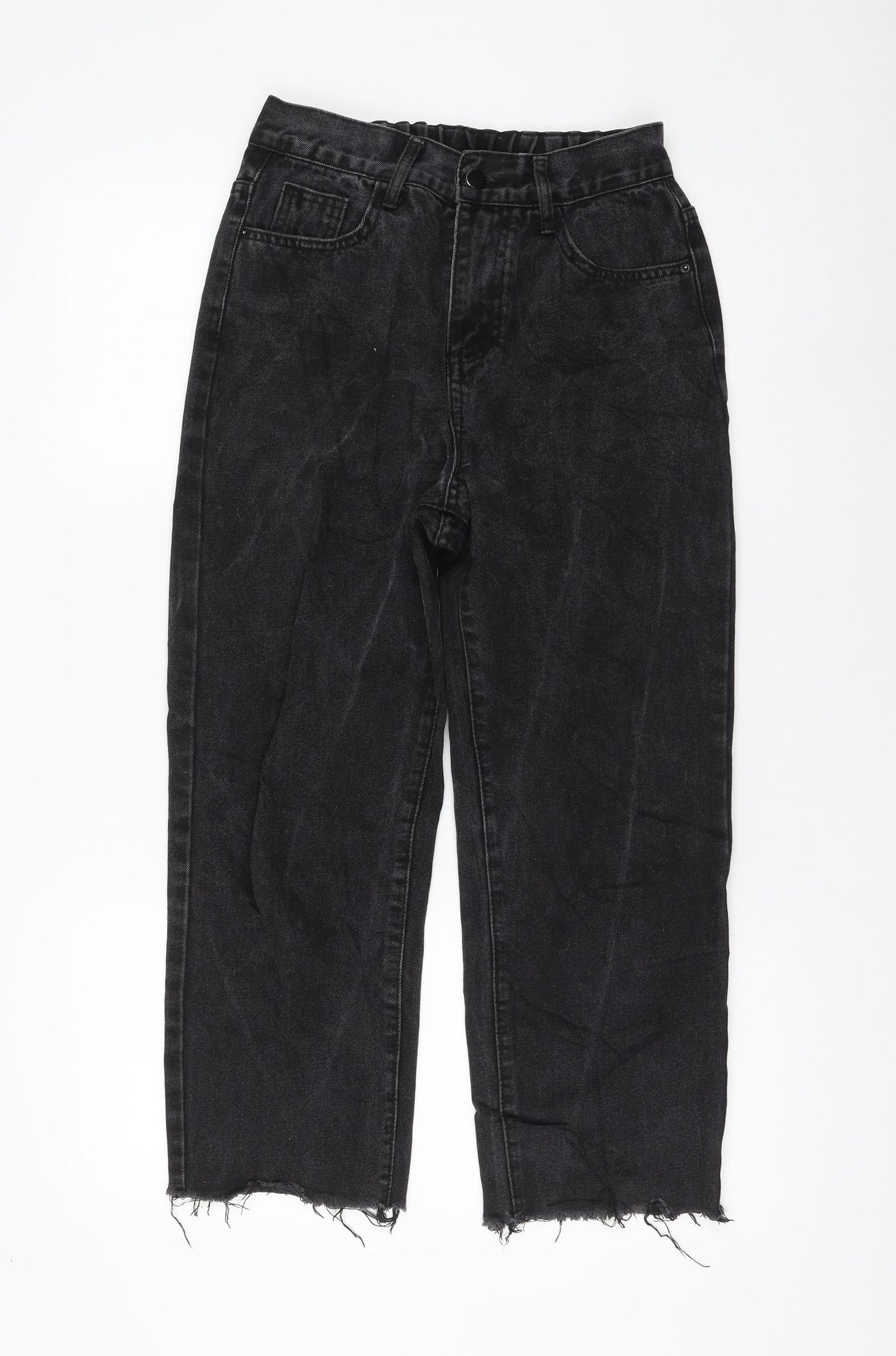 Preworn Womens Black Polyester Mom Jeans Size M L24 in Regular Zip