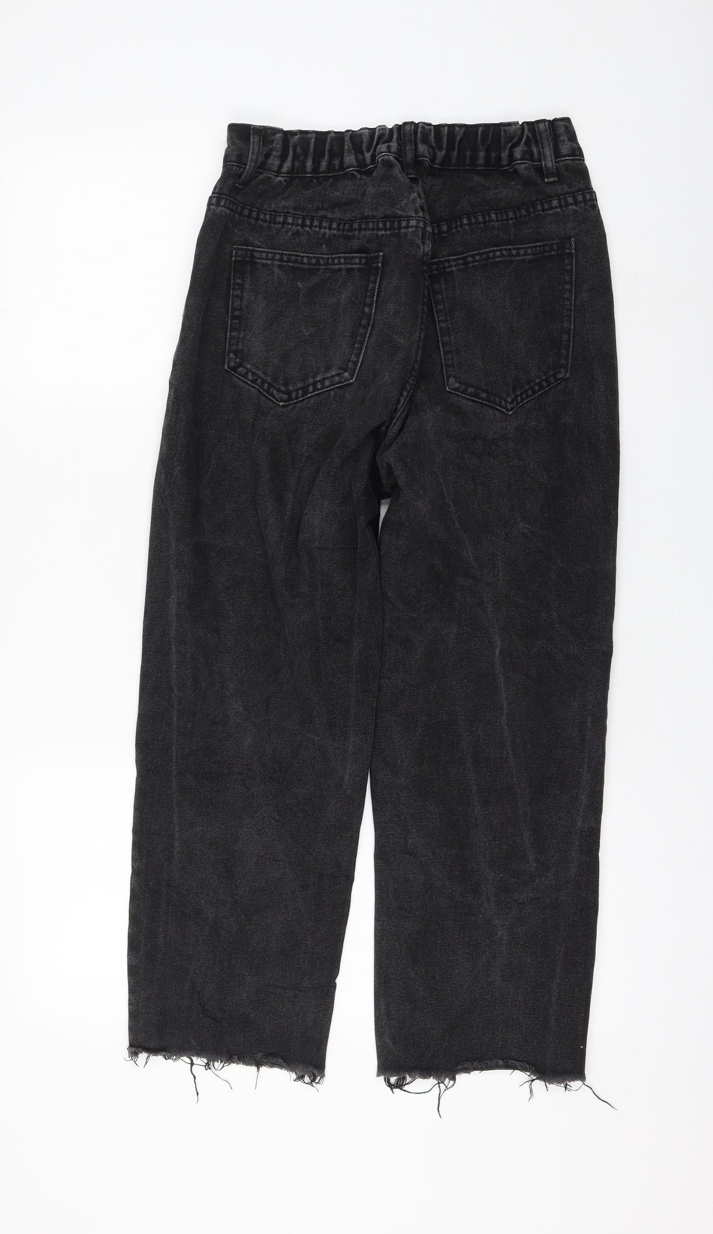 Preworn Womens Black Polyester Mom Jeans Size M L24 in Regular Zip