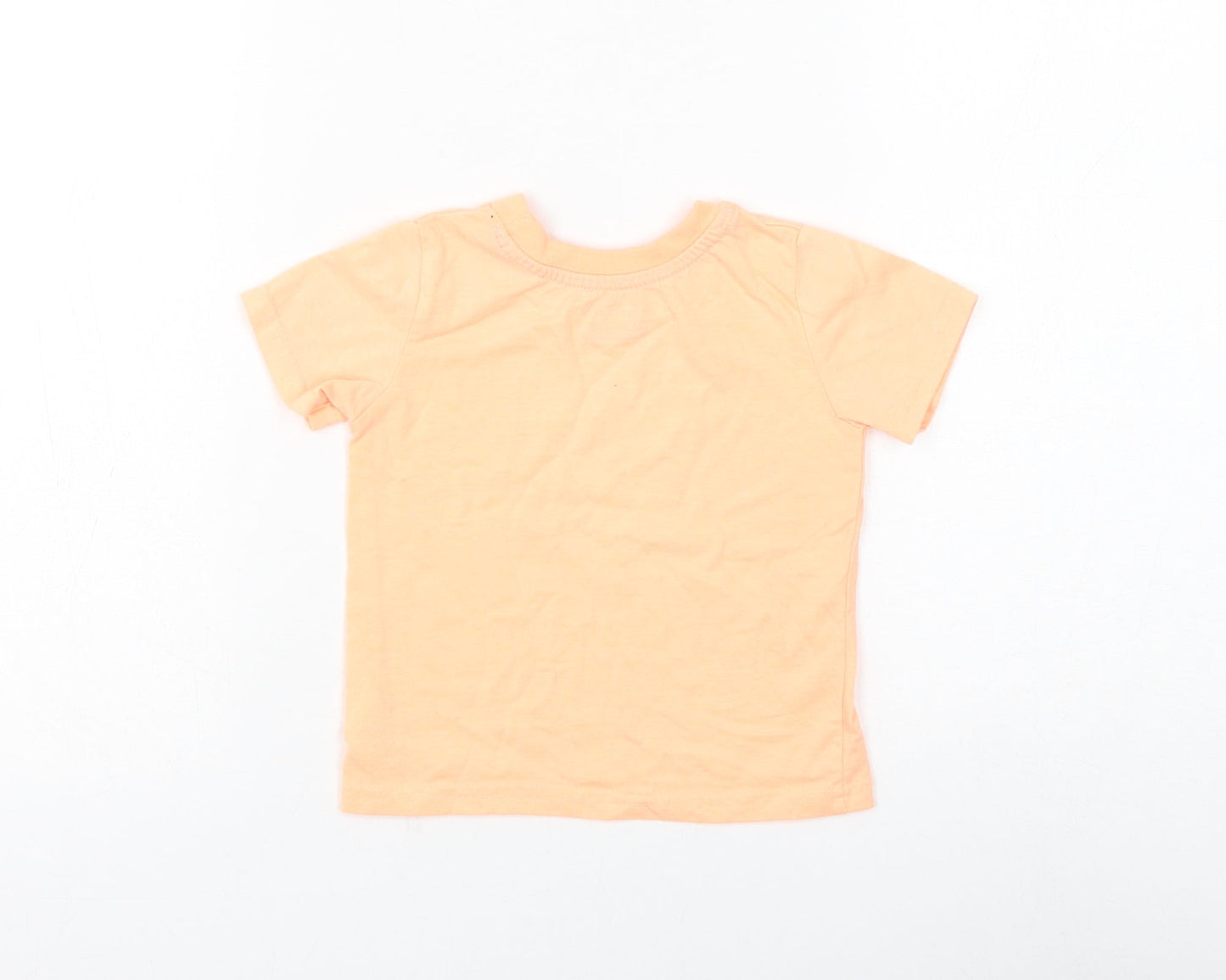 Primark Boys Orange Polyester Basic T-Shirt Size 12-18 Months Round Neck Pullover - Totally Epic