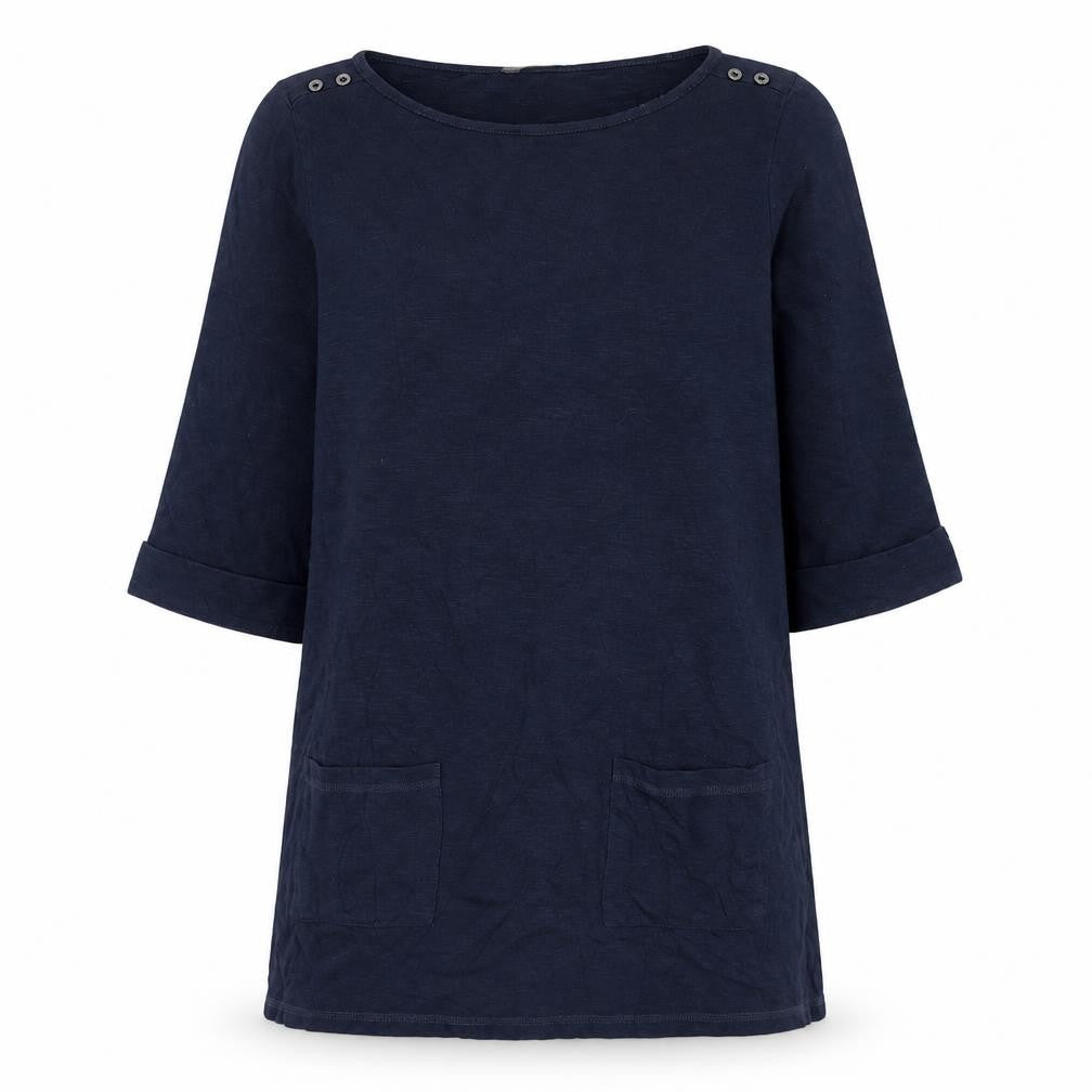 Marks and Spencer Womens Blue Boat Neck Cotton Pullover Jumper Size 14