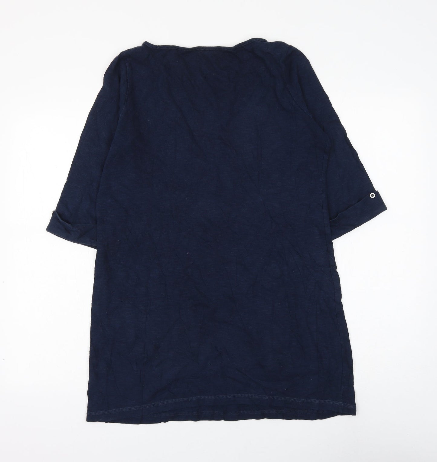 Marks and Spencer Womens Blue Boat Neck Cotton Pullover Jumper Size 14