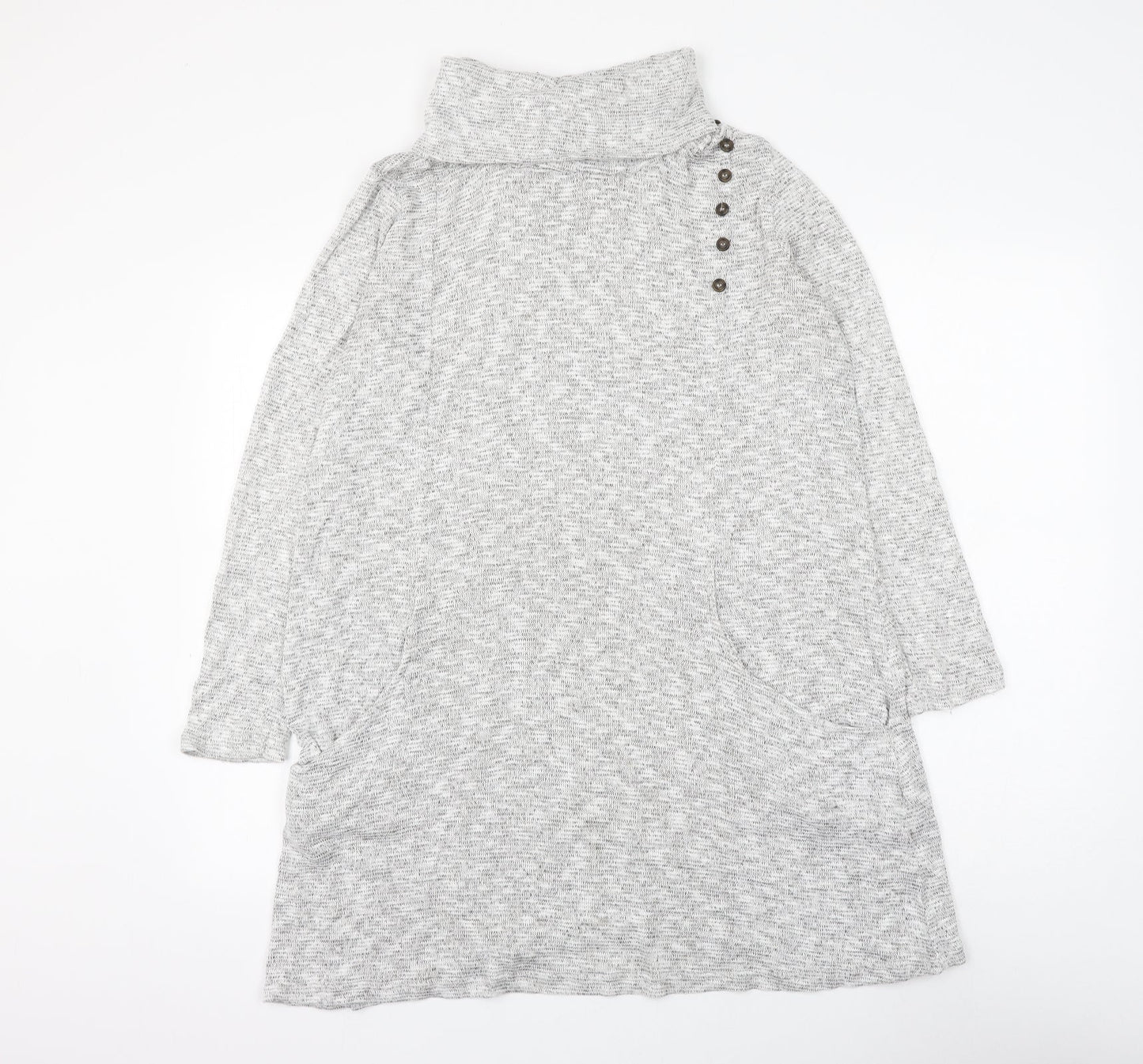 IQ Womens Grey Roll Neck Viscose Pullover Jumper Size L