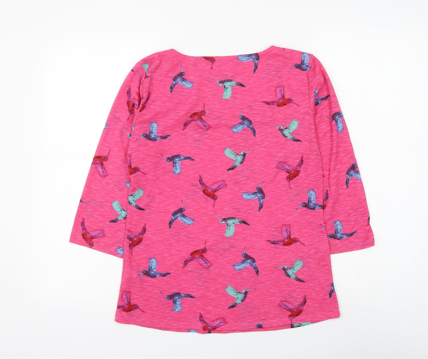 Marks and Spencer Womens Pink Geometric Polyester Basic Blouse Size 8 Round Neck - Bird