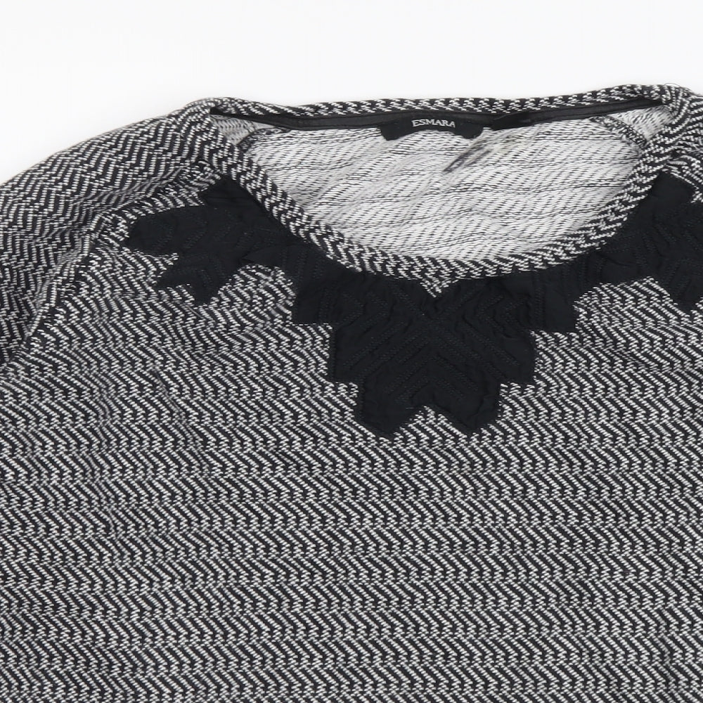 ESMARA Womens Black Geometric Cotton Basic Blouse Size 18 Round Neck