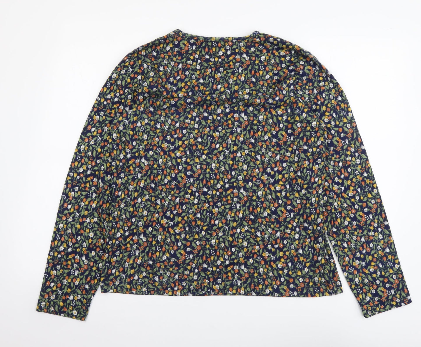Hepburn Womens Multicoloured Floral Polyester Basic T-Shirt Size M Round Neck