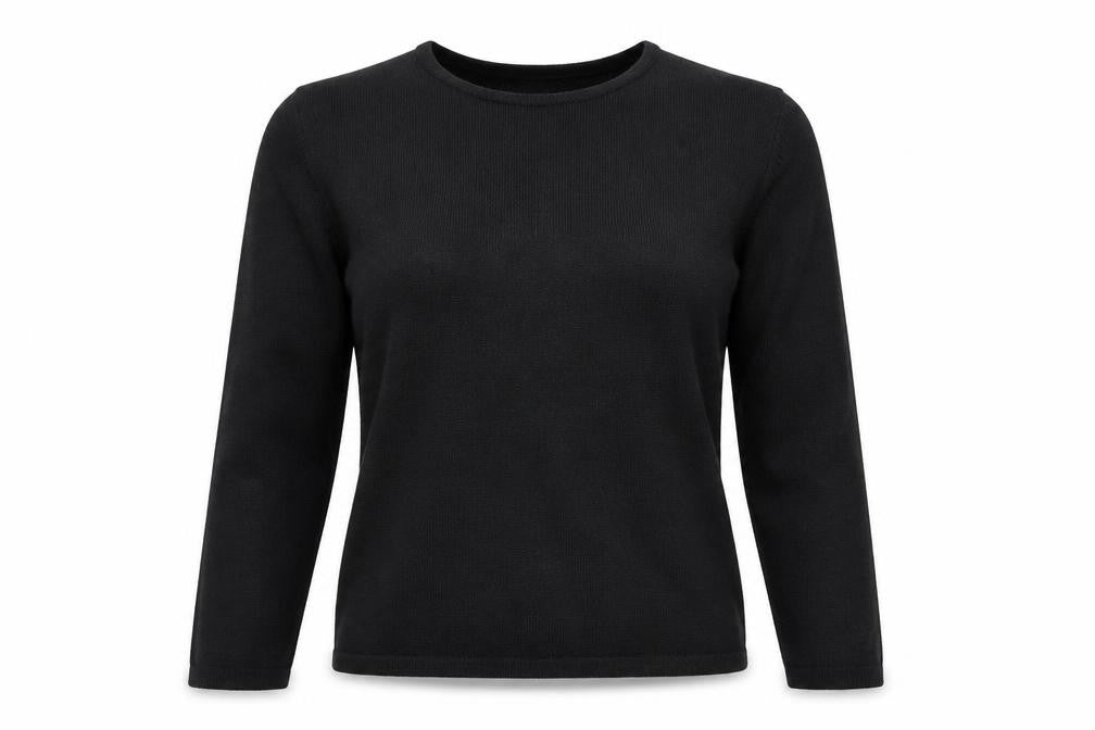 Cashmasoft Womens Black Round Neck Acrylic Pullover Jumper Size S