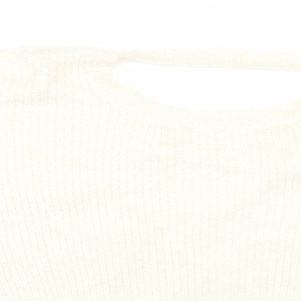 love other things Womens White Round Neck Polyester Pullover Jumper Size S