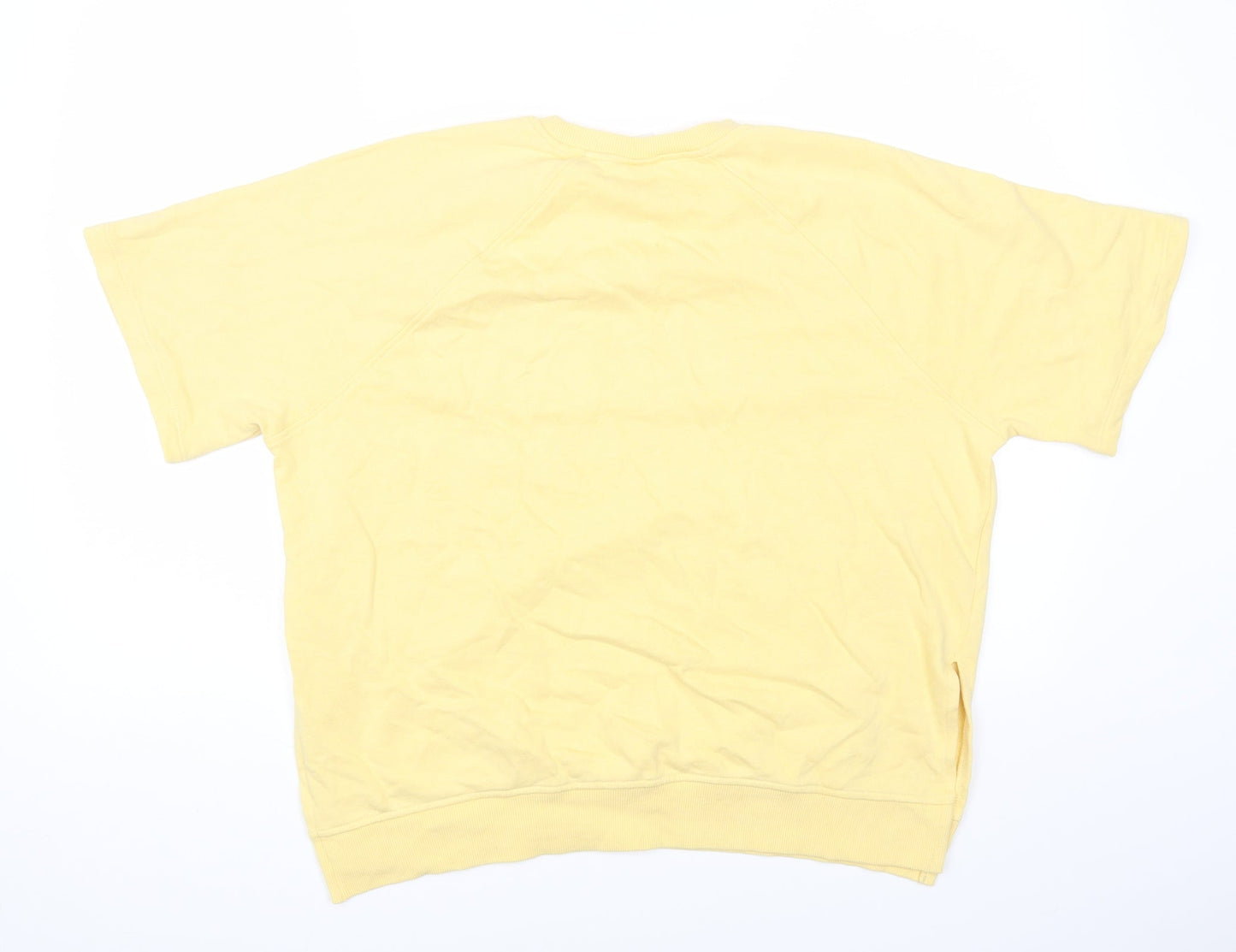 H&M Womens Yellow Round Neck Cotton Pullover Jumper Size M