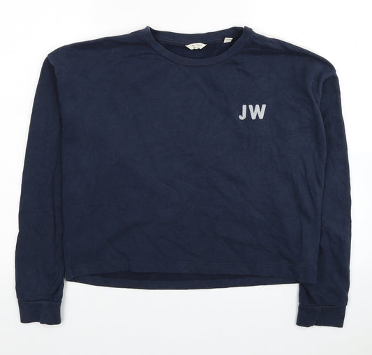 Jack Wills Womens Blue Cotton Pullover Sweatshirt Size 12 Pullover - Cropped
