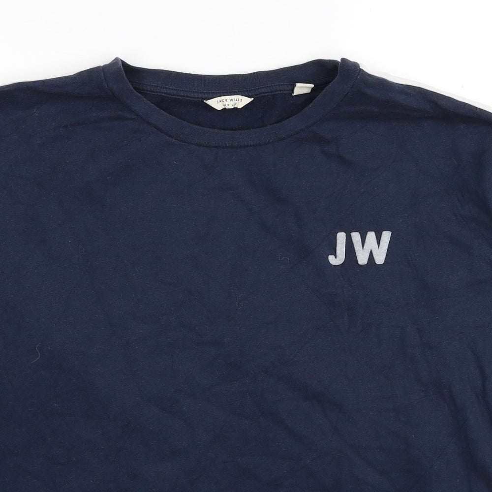 Jack Wills Womens Blue Cotton Pullover Sweatshirt Size 12 Pullover - Cropped