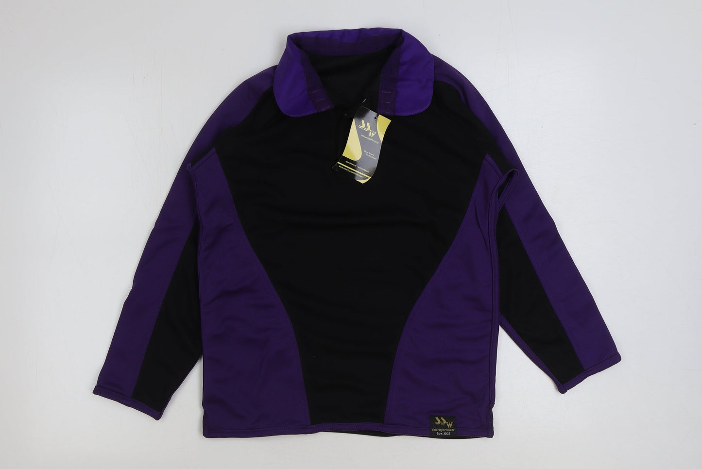 smartsportswear Girls Black Colourblock Polyester Basic T-Shirt Size L Collared Pullover