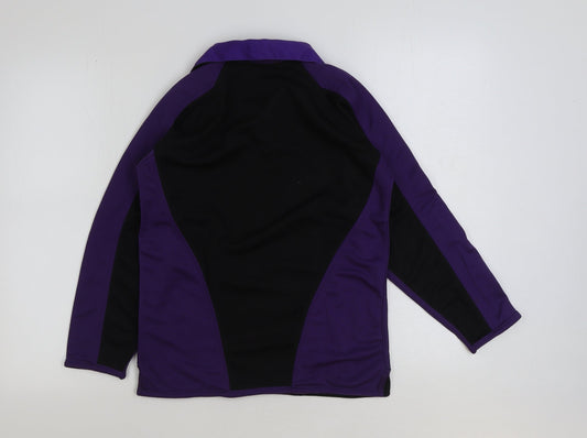 smartsportswear Girls Black Colourblock Polyester Basic T-Shirt Size L Collared Pullover