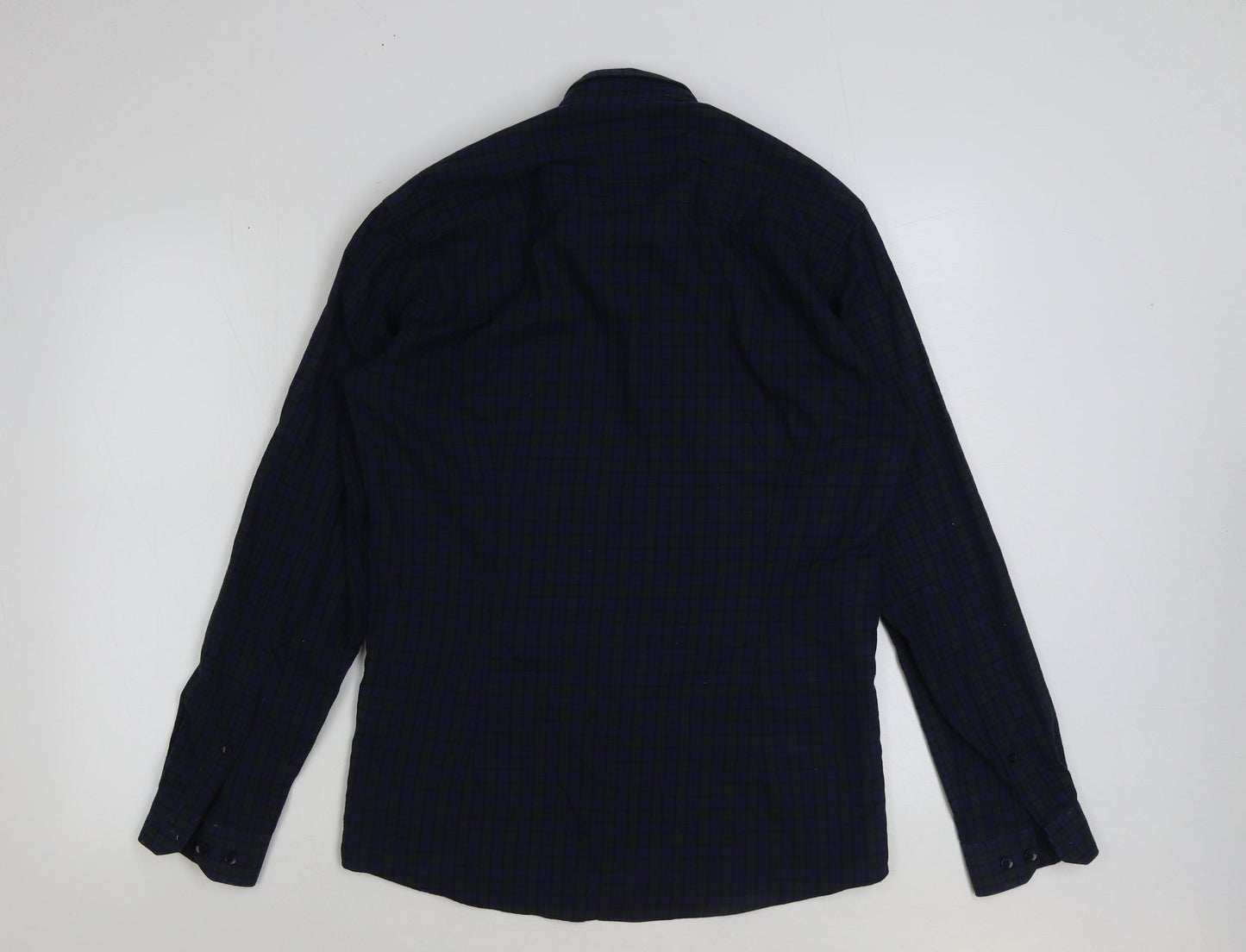 Cedar Wood State Mens Green Check Cotton Button-Up Size 15.5 Collared Button