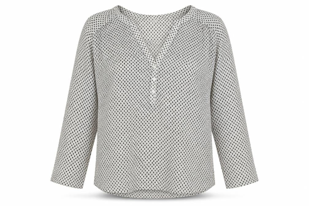 H&M Womens White Geometric Polyester Basic Blouse Size S Collared