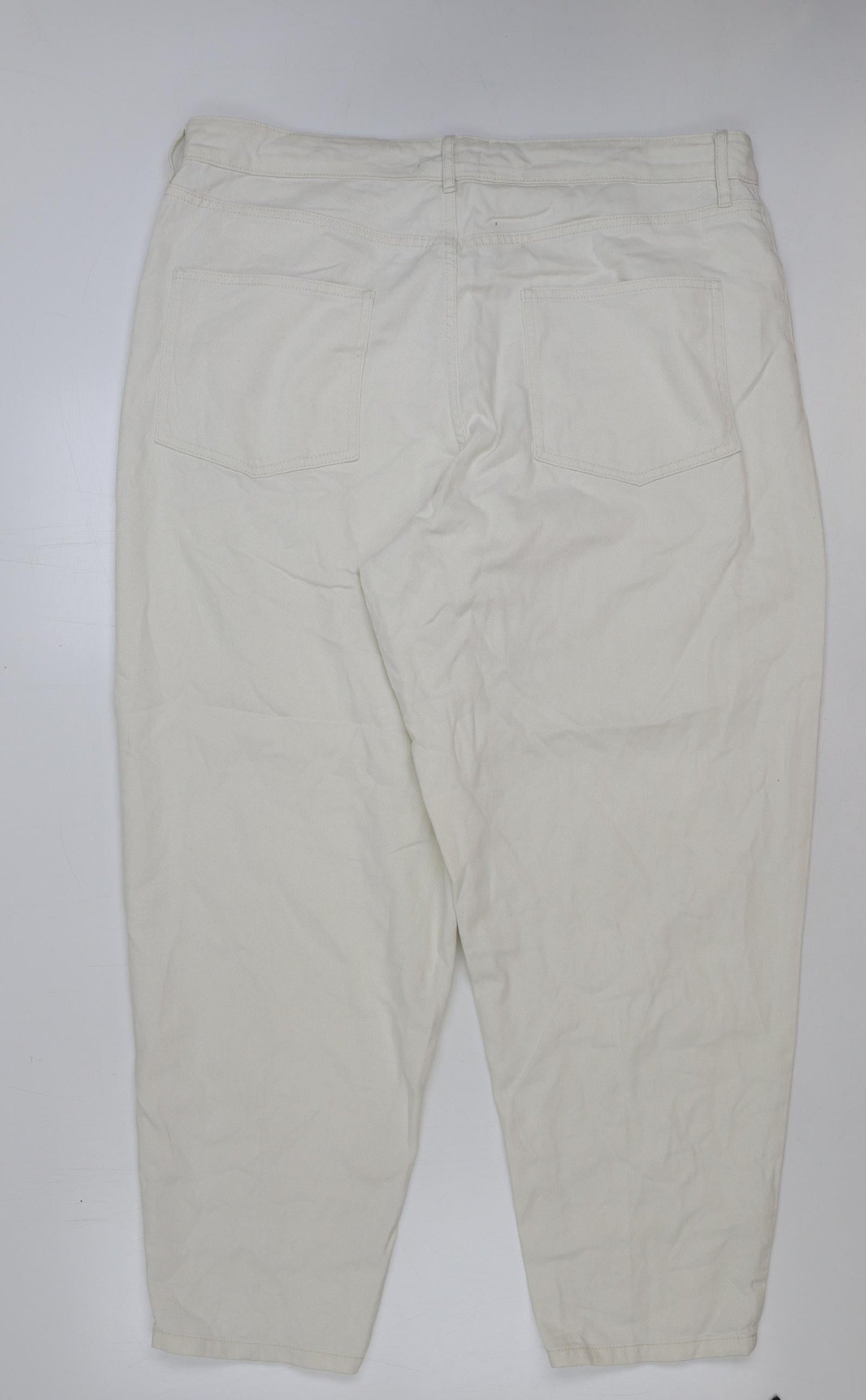 F&F Womens Ivory Cotton Straight Jeans Size 18 L38 in Regular Button