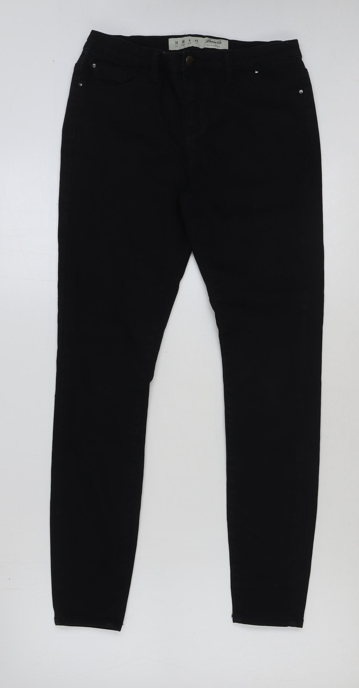 Denim & Co. Womens Black Cotton Skinny Jeans Size 10 L28 in Regular Button