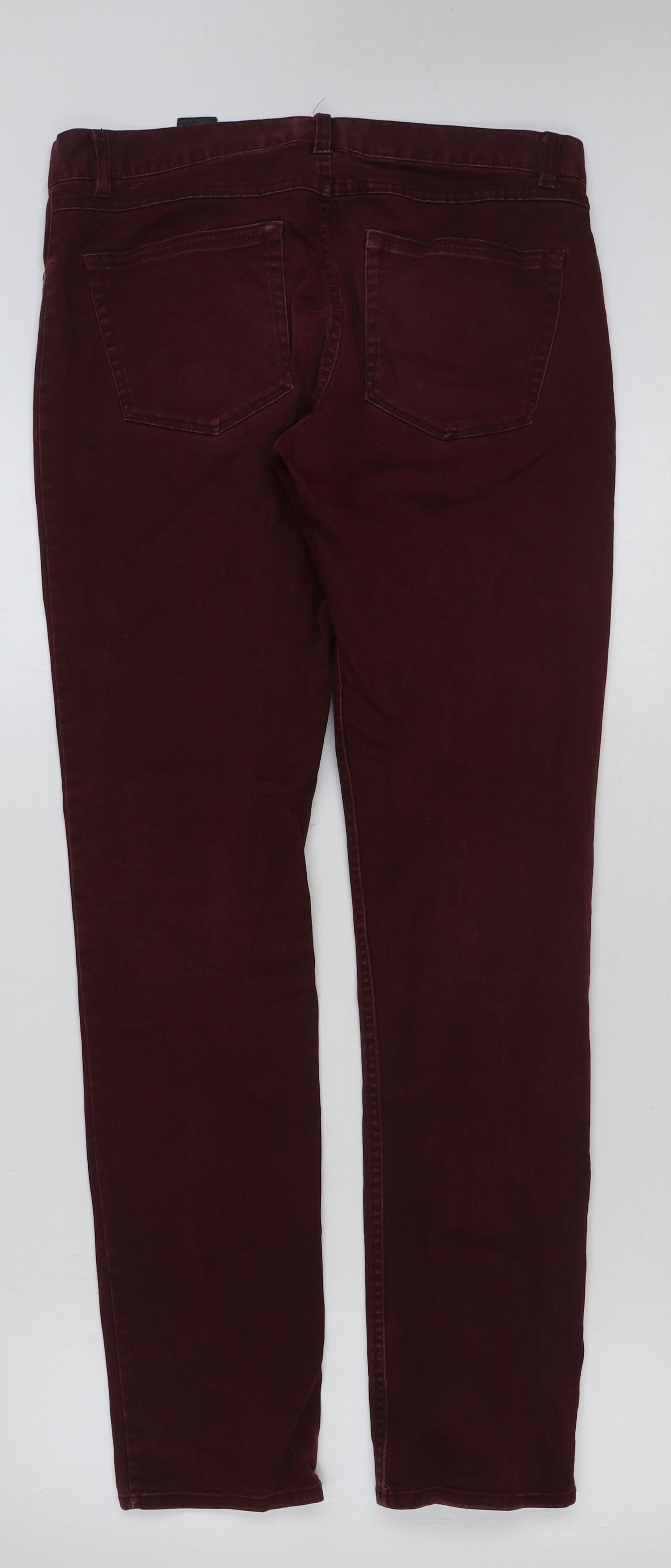 H&M Womens Red Cotton Straight Jeans Size 32 in L32 in Regular Button