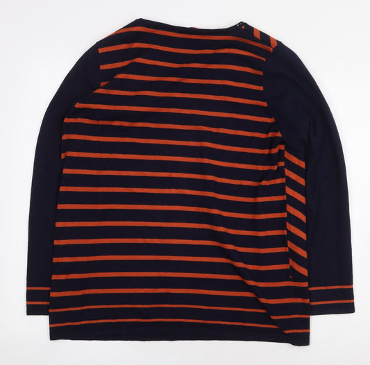 Julipa Womens Blue Striped Viscose Pullover Sweatshirt Size 12 Pullover - V-Neck