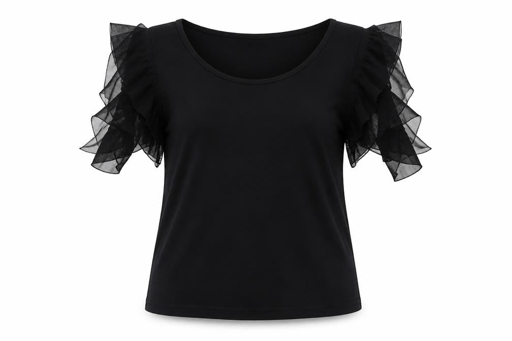 Marks and Spencer Womens Black Polyester Basic T-Shirt Size 12 Round Neck