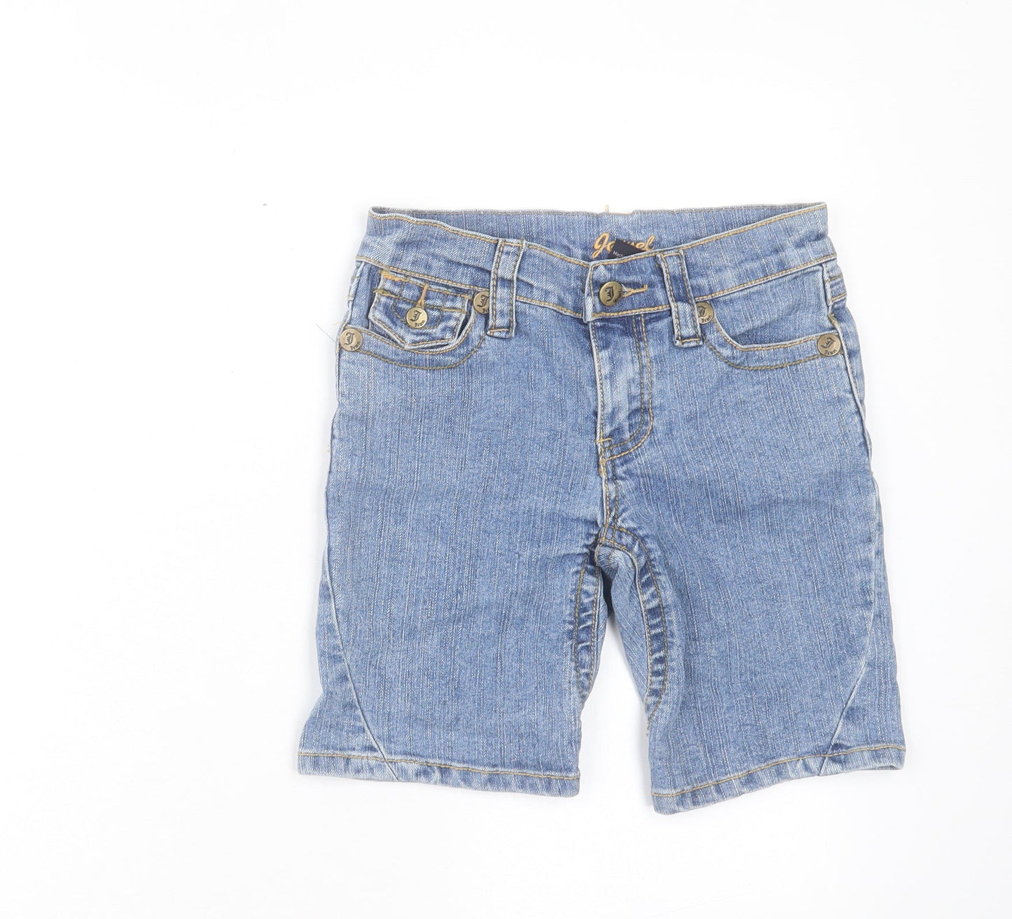 Jewel Boys Blue Cotton Bermuda Shorts Size 10 Years Regular Buckle