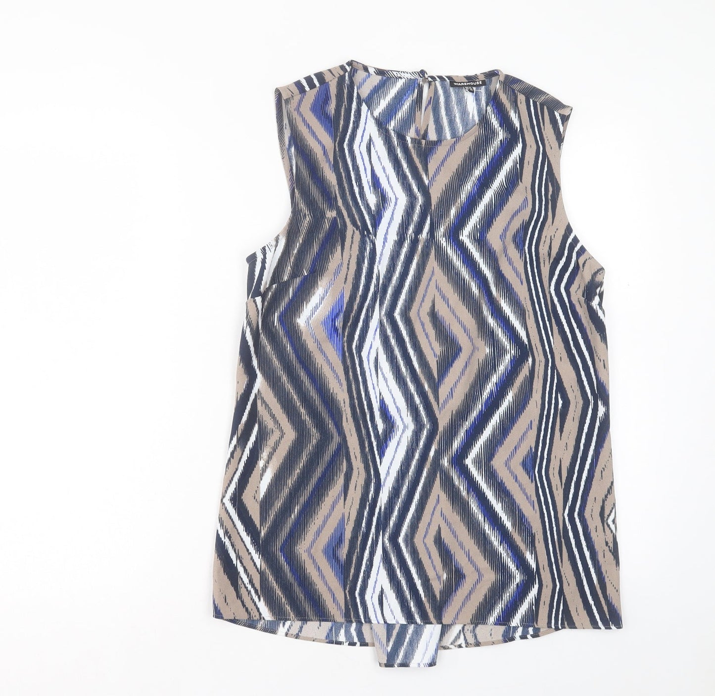 Warehouse Womens Multicoloured Geometric Polyester Basic Tank Size 14 Crew Neck