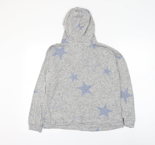 Marks and Spencer Womens Grey Geometric Viscose Pullover Hoodie Size 12 Pullover - Star