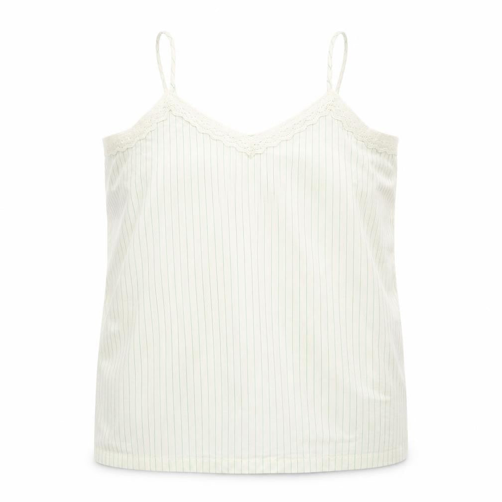 Marks and Spencer Womens White Striped Viscose Basic Tank Size 22 V-Neck