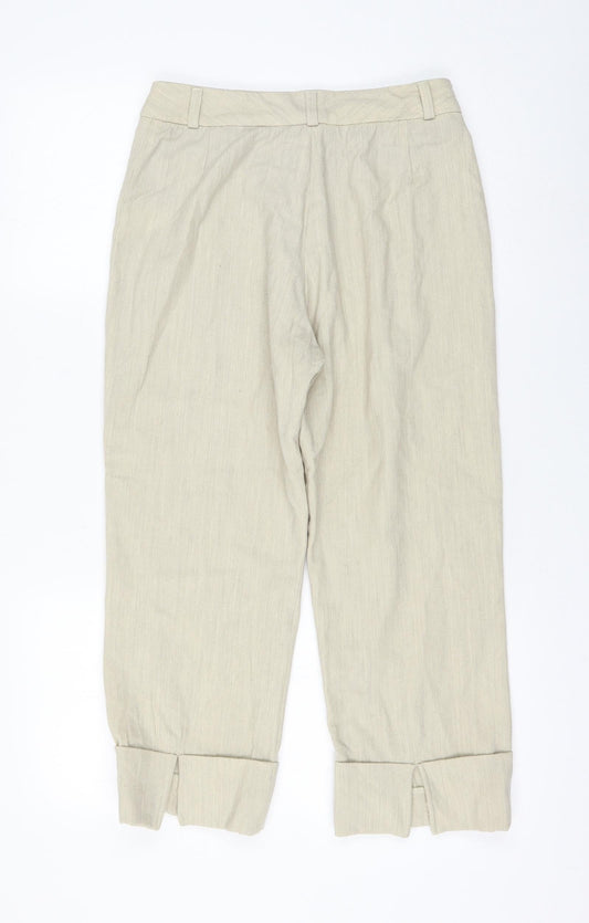 Aaayal Womens Beige Wool Capri Trousers Size 12 L22 in Regular Zip