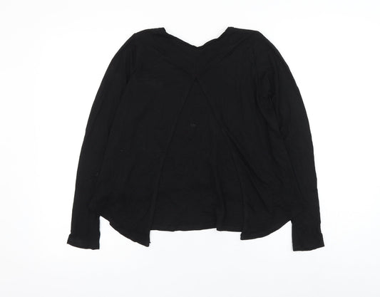 H&M Girls Black Viscose Basic Blouse Size 11-12 Years Round Neck Pullover - West Coast Slogan
