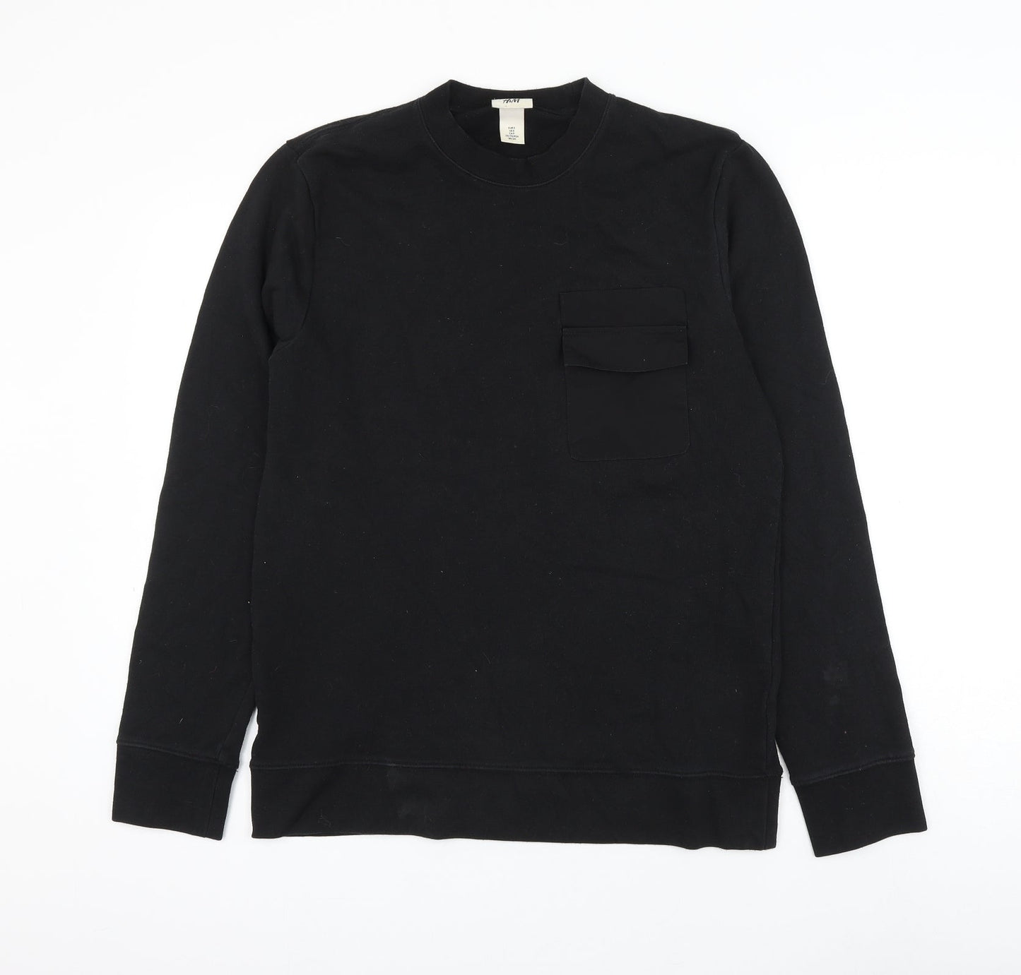 H&M Mens Black Cotton Pullover Sweatshirt Size S