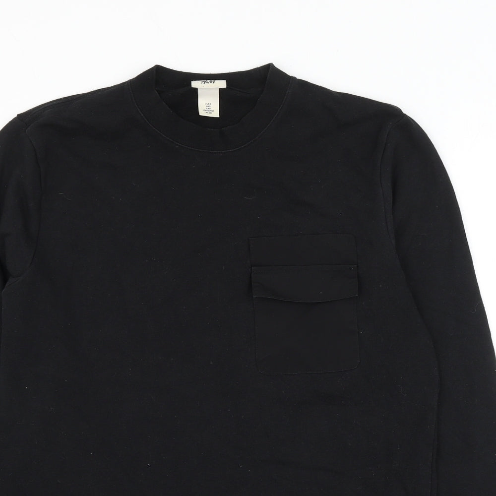 H&M Mens Black Cotton Pullover Sweatshirt Size S